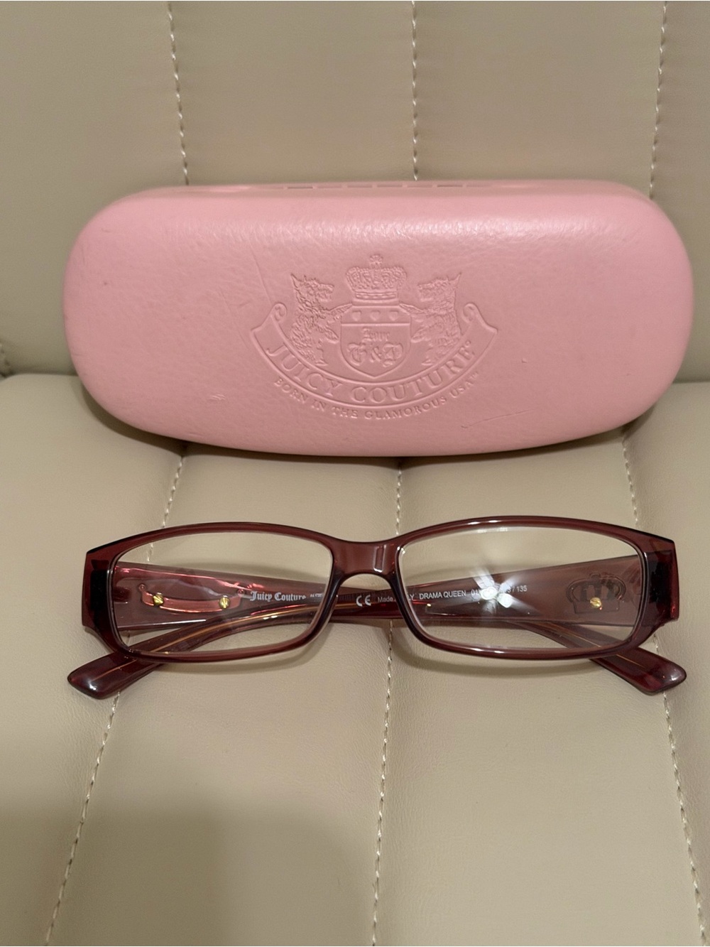 Juicy Couture Pink Rectangular Women's Eyeglasses